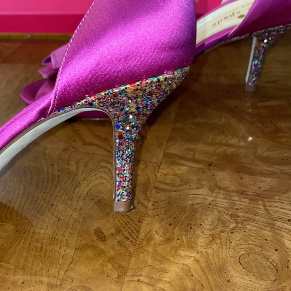 Kate Spade Sala Open Toe Heel, Fushia/ Satin/ Multi Glitter - Picture 2 of 7